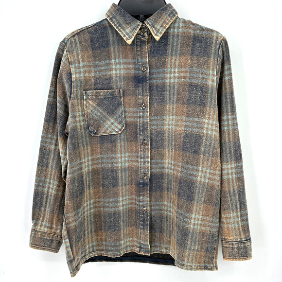 Nashville Tennessee Washed Flannel Cowgirl Shirt Girls Sz 8 10 Medium Back Panel - Picture 3 of 5